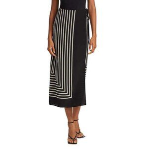 Toteme Women's Black Striped Monogram Silk Jacquard Wrap Skirt